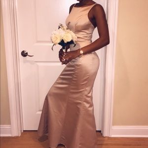 Champagne color bridesmaids dress, size 6.